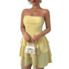Strapless Solid Color Cake Mini Dress