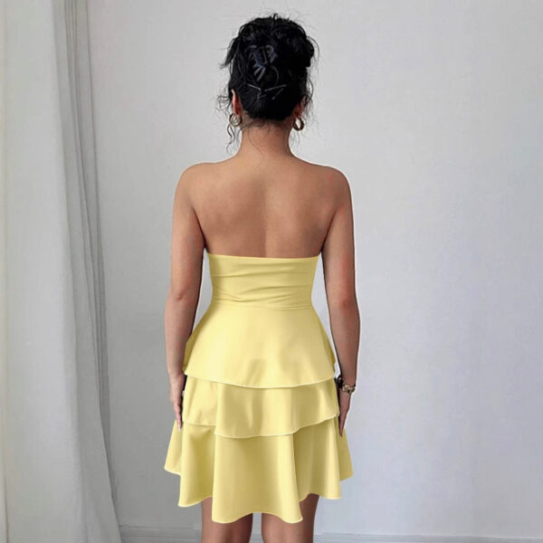 Strapless Solid Color Cake Mini Dress