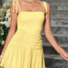 Tie-Waist Ruched Mini Dress