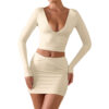 V-Neck Backless  Skirt Set