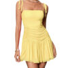 Tie-Waist Ruched Mini Dress