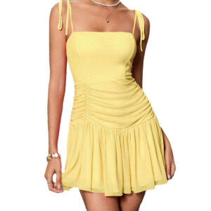 Tie-Waist Ruched Mini Dress